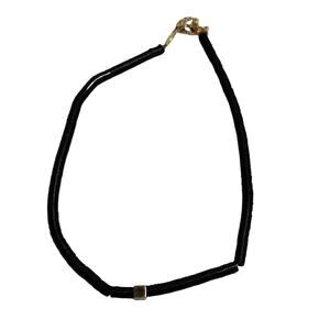 AV Max Heishi Disc Bead Necklace Black Gold Tone Lobster Claw Extender